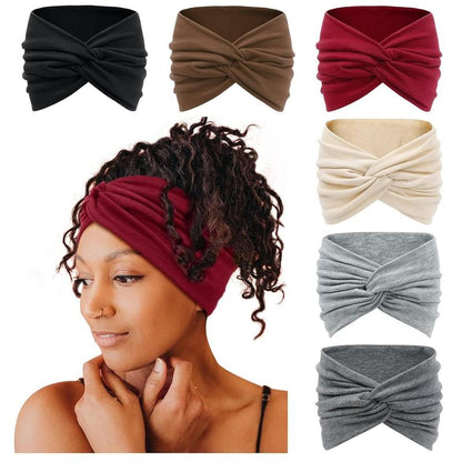 6-Pcs Bohemian Wide Headband – Yoga Sweatband for Women, Breathable Workout Hairband, Boho Sports Headwrap for Running & Fitness Springstatements
