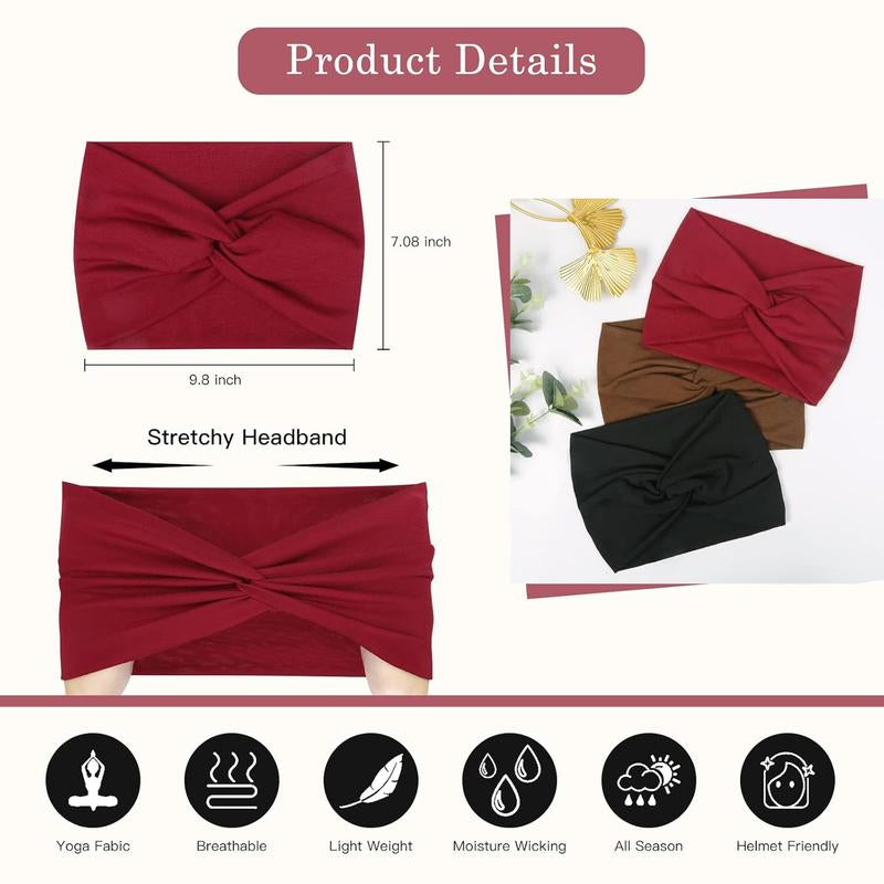 6-Pcs Bohemian Wide Headband – Yoga Sweatband for Women, Breathable Workout Hairband, Boho Sports Headwrap for Running & Fitness Springstatements