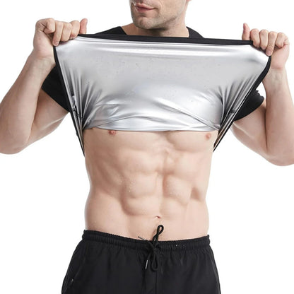 1pcs Sauna Sweat Suit Shapewear Top Short Sleeves Men  Performance T-Shirt Comfortable Workout Tee Men's Body