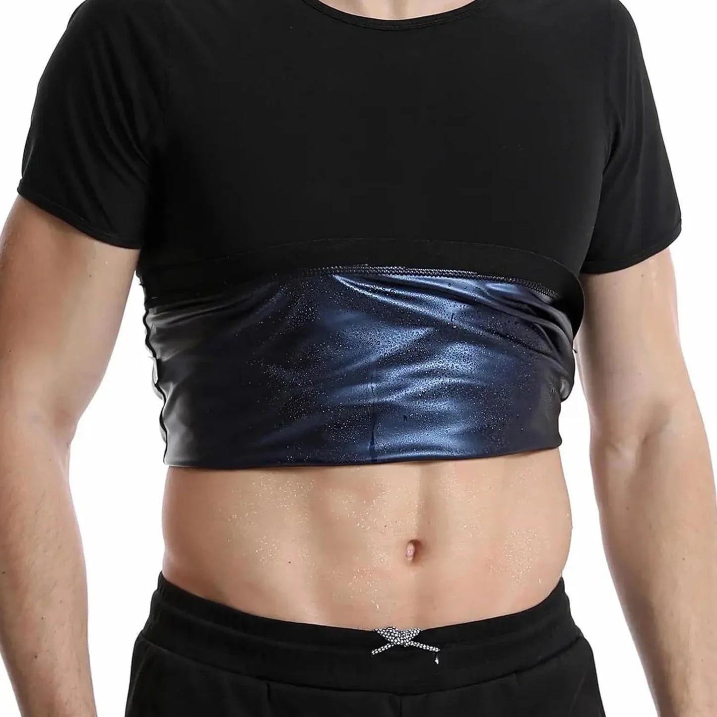 1pcs Sauna Sweat Suit Shapewear Top Short Sleeves Men  Performance T-Shirt Comfortable Workout Tee Men's Body