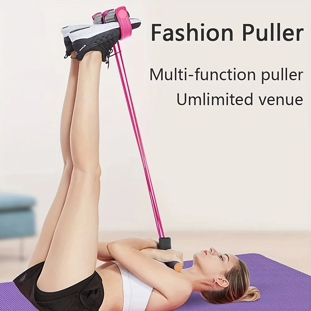 6-Tube Resistance Band, Multi-Functional Elastic Yoga Pull Rope for Arms, Legs, Waist & Abs, Durable Latex Fitness Equipment