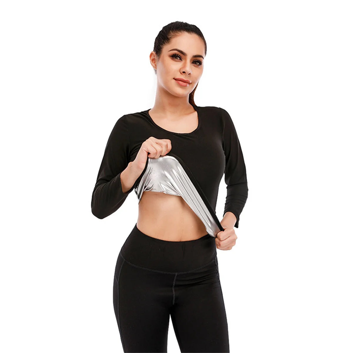 1pc Women Sauna Suit Fitness Exercise Sauna Sweat Suit Long Sleeve Sauna Top Sweat  for Women