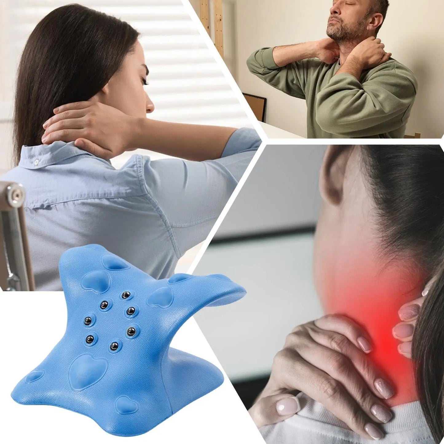 Neck Shoulder Stretcher Relaxer Cervical Chiropractic Traction Device Pillow For Side Back Stomach Sleeper Remedial Pillows