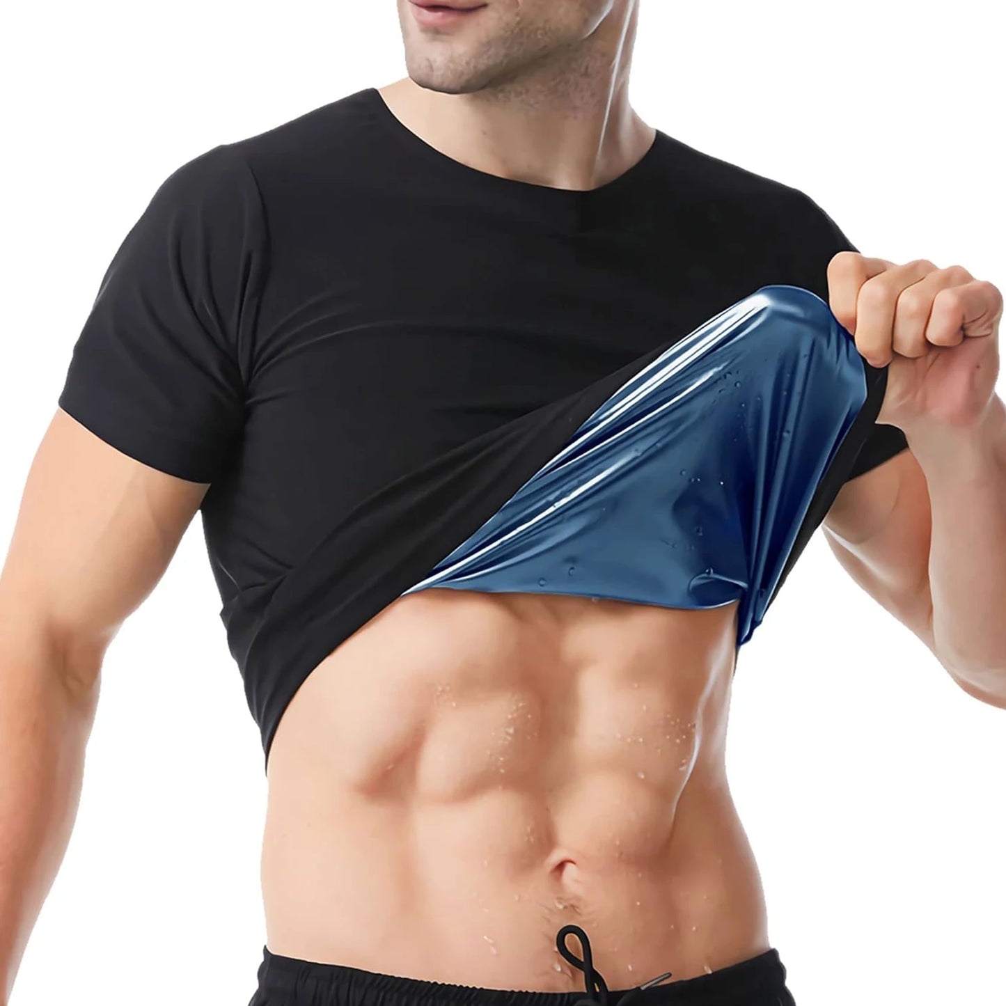 1pcs Sauna Sweat Suit Shapewear Top Short Sleeves Men  Performance T-Shirt Comfortable Workout Tee Men's Body