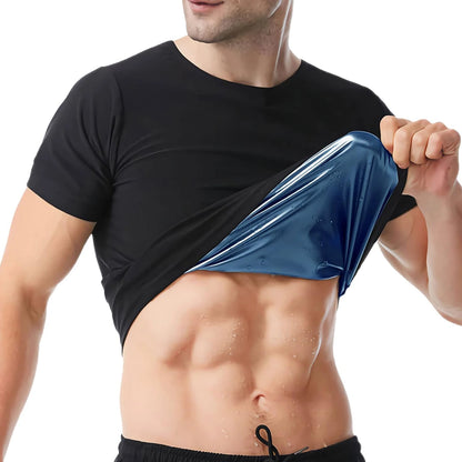 1pcs Sauna Sweat Suit Shapewear Top Short Sleeves Men  Performance T-Shirt Comfortable Workout Tee Men's Body