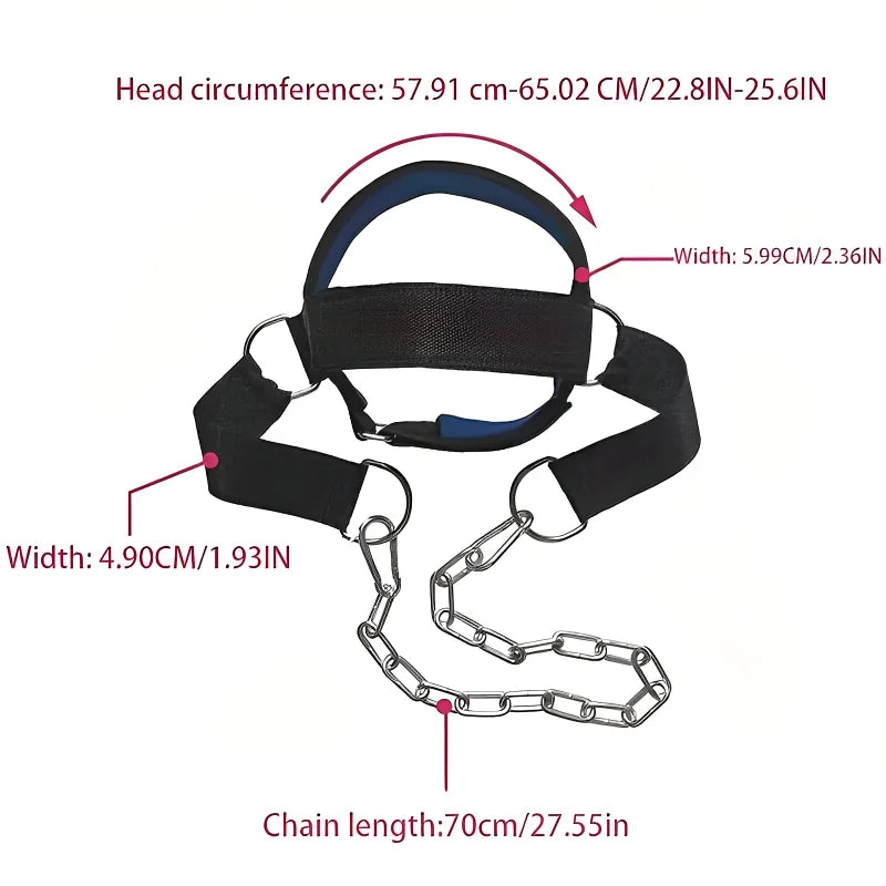 Head Neck Iron ChainTraining Harness Exercise Cervical Spine Strap Adjustable Power Gym Fitness Weight Bearing Cap Socket Device
