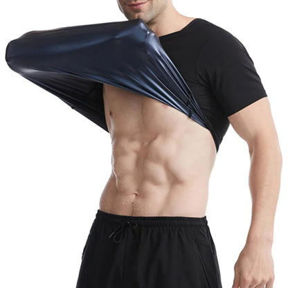 1pcs Sauna Sweat Suit Shapewear Top Short Sleeves Men  Performance T-Shirt Comfortable Workout Tee Men's Body