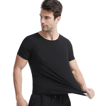 1pcs Sauna Sweat Suit Shapewear Top Short Sleeves Men  Performance T-Shirt Comfortable Workout Tee Men's Body