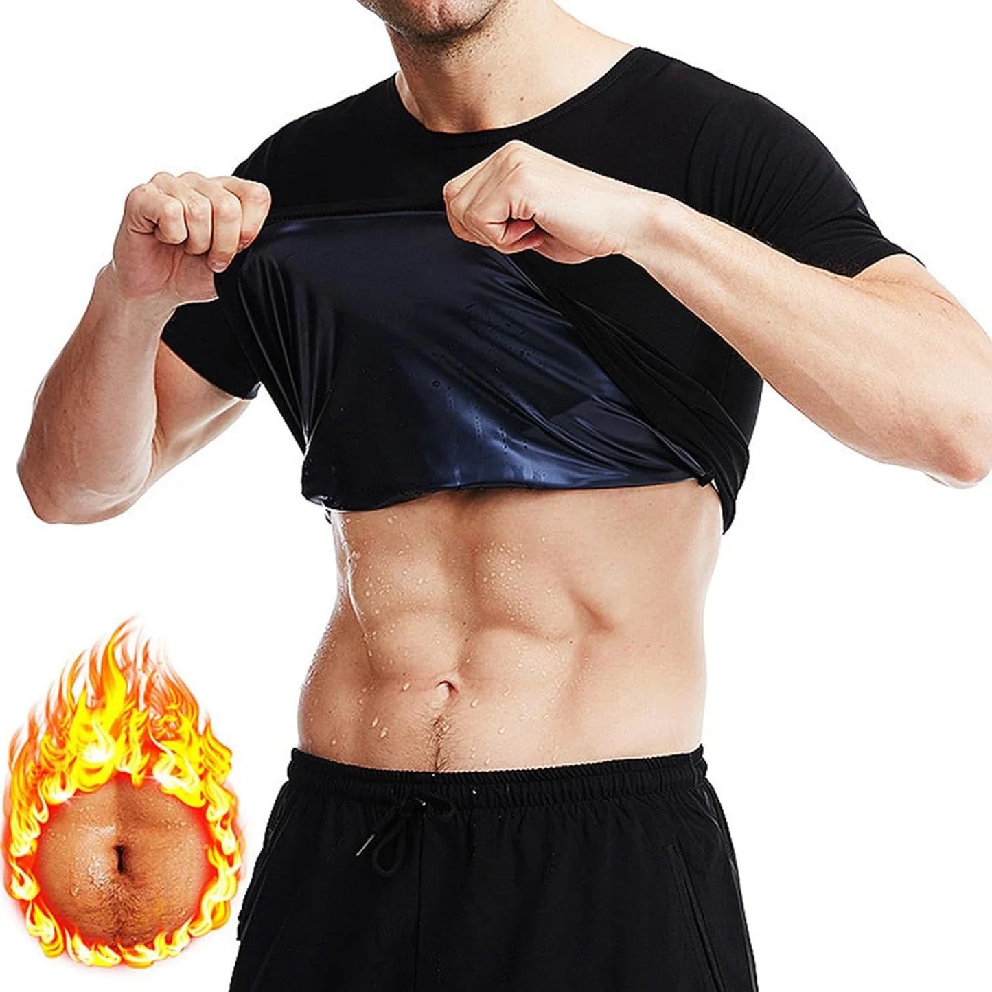 1pcs Sauna Sweat Suit Shapewear Top Short Sleeves Men  Performance T-Shirt Comfortable Workout Tee Men's Body