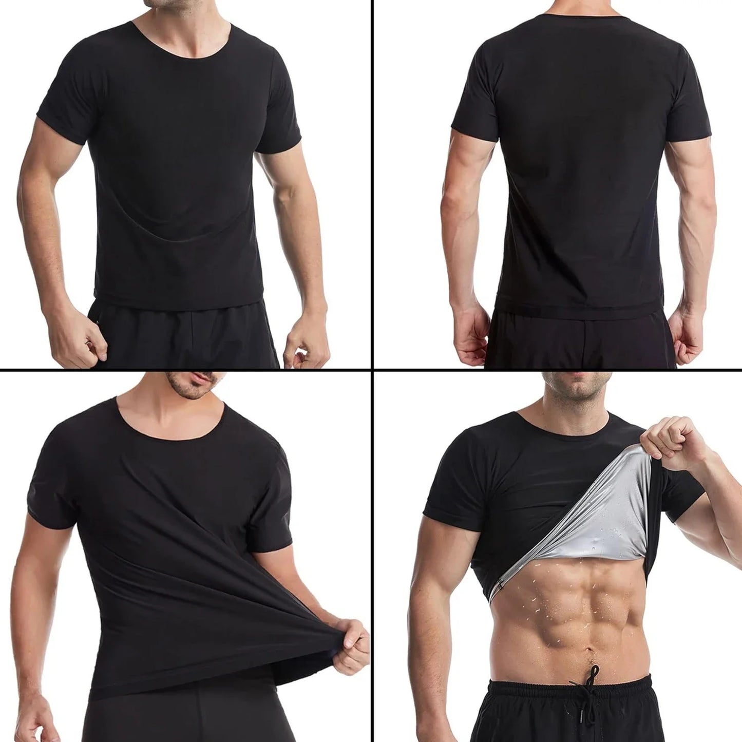 1pcs Sauna Sweat Suit Shapewear Top Short Sleeves Men  Performance T-Shirt Comfortable Workout Tee Men's Body