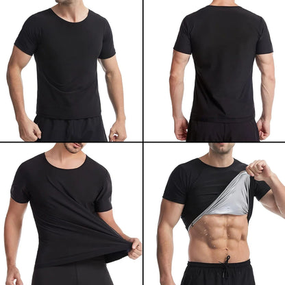 1pcs Sauna Sweat Suit Shapewear Top Short Sleeves Men  Performance T-Shirt Comfortable Workout Tee Men's Body