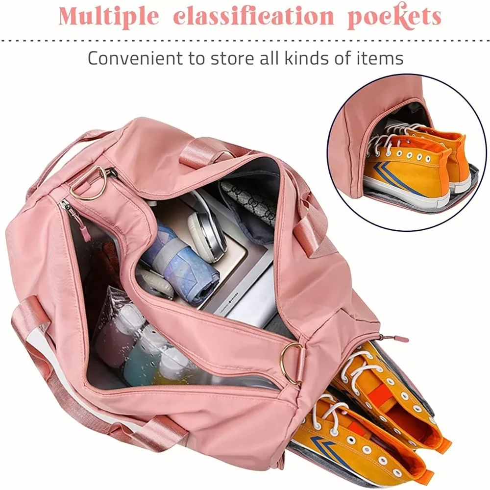 Men's gym bag with shoe compartment and wet bag, women's airplane travel duffel bag, sports fitness tote bag for swimming yoga