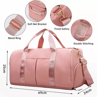 Men's gym bag with shoe compartment and wet bag, women's airplane travel duffel bag, sports fitness tote bag for swimming yoga