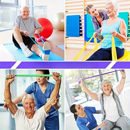 4 Pack Yoga Resistance Bands: TPE Elastic Stretch Bands for Physical Therapy, Fitness, Yoga, Pilates, Rehabilitation, and Stren