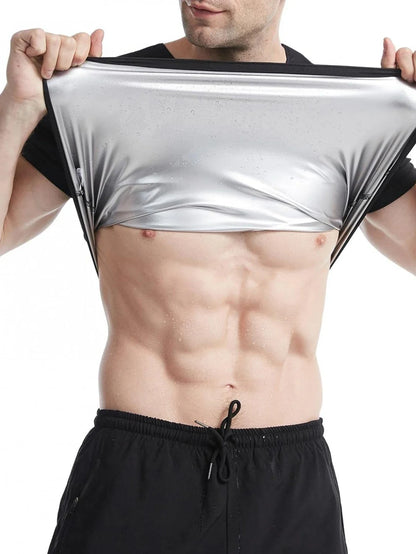 1pcs Sauna Sweat Suit Shapewear Top Short Sleeves Men  Performance T-Shirt Comfortable Workout Tee Men's Body