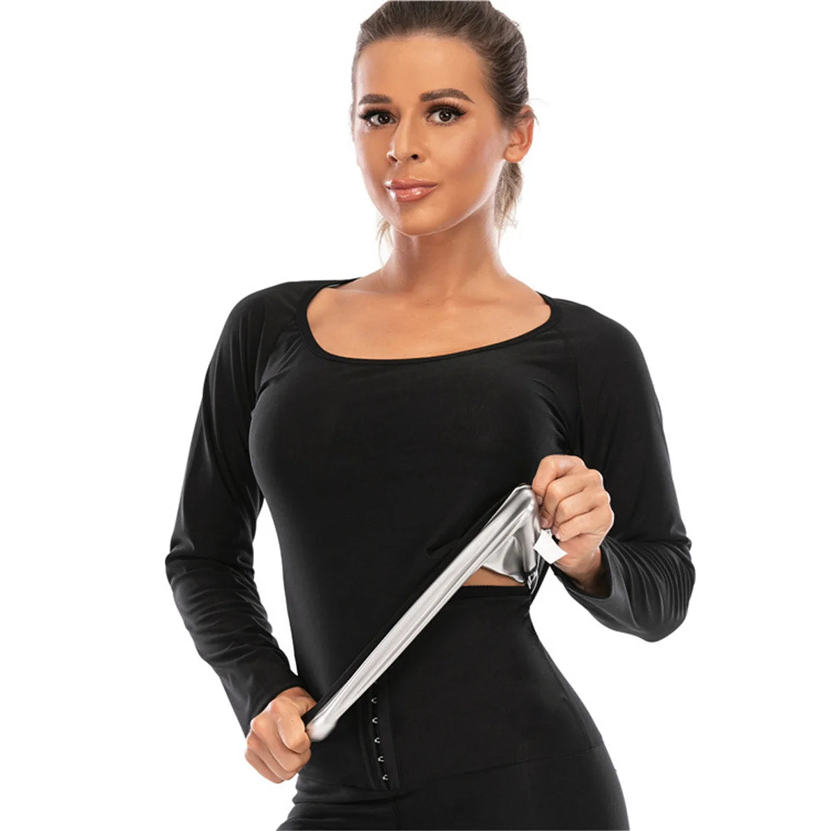 1pc Women Sauna Suit Fitness Exercise Sauna Sweat Suit Long Sleeve Sauna Top Sweat  for Women