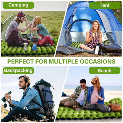 WESTTUNE Double Sleeping Pad 4" Thick for 2 Person with Pillow Built-in Foot Pump Inflatable Mattress for Backpacking Hiking
