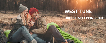 WESTTUNE Double Sleeping Pad 4" Thick for 2 Person with Pillow Built-in Foot Pump Inflatable Mattress for Backpacking Hiking