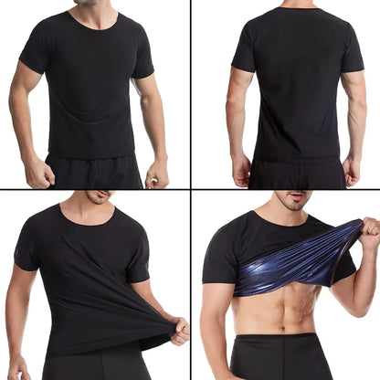 1pcs Sauna Sweat Suit Shapewear Top Short Sleeves Men  Performance T-Shirt Comfortable Workout Tee Men's Body
